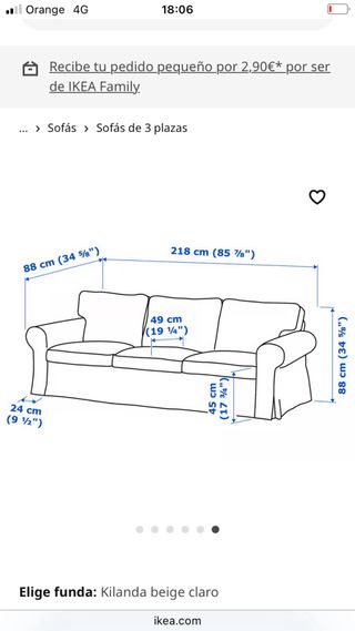 Sofá gris Ikea de tela