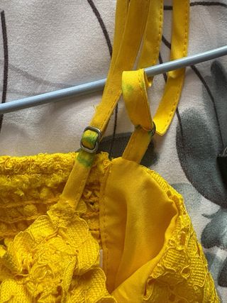 Top Zara Amarillo Encaje Talla S