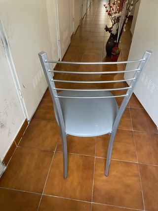 4 Sillas Cocina Metal/Plástico Gris