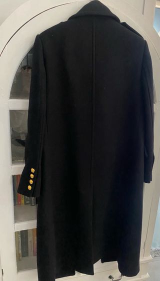 Abrigo Lana Zara M Botones Dorados Militar Negro