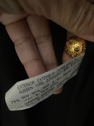 Abrigo Lana Zara M Botones Dorados Militar Negro