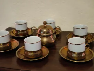 Servizio Caffè Vintage Ottone e Porcellana