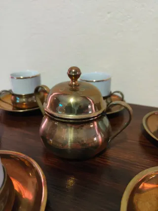 Servizio Caffè Vintage Ottone e Porcellana