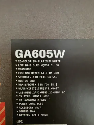 Asus ROG Zephyrus G16. Oled. 4070 RTX. AMD Ryzen.