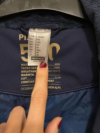 Abrigo de Nieve Wedze Azul Talla XS