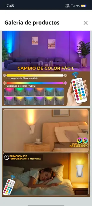 Lámpara Enchufe LED GU10 RGB + Mando