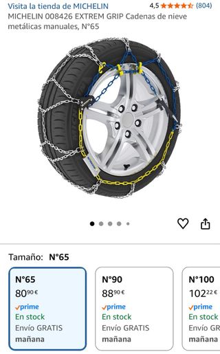 SIN USO - Cadenas Nieve Michelin Extrem Grip 65