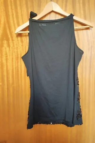 Top Fiesta Promod Lentejuelas Cuello Halter T: L