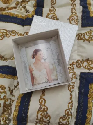 Portafoto vetro brillantini argento