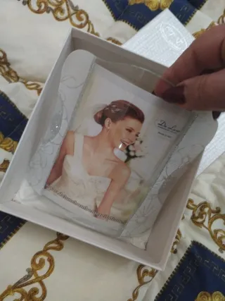 Portafoto vetro brillantini argento