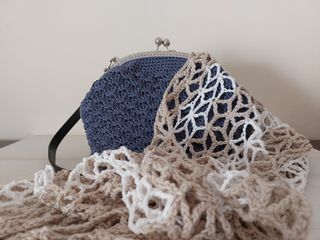 Bolso crochet vintage azul nuevo