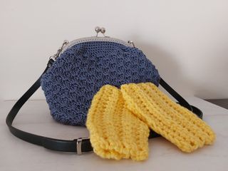 Bolso crochet vintage azul nuevo