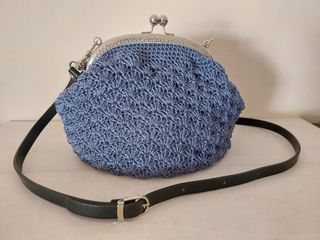Bolso crochet vintage azul nuevo