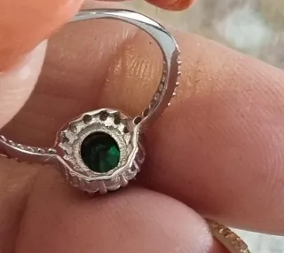 Anillo Plata 925 Zafiro Verde y Circonitas