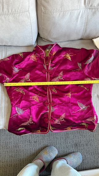 Blusa china tang granate y dorada