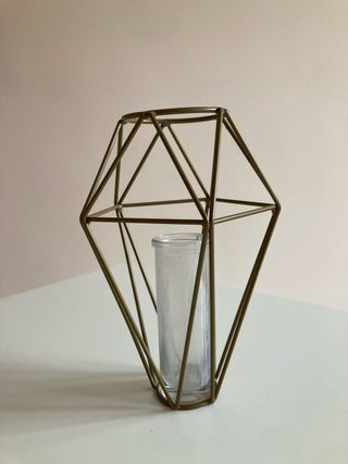 Portavelas Geométrico Dorado y Transparente