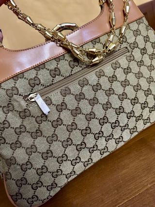 Borsa beige e marrone