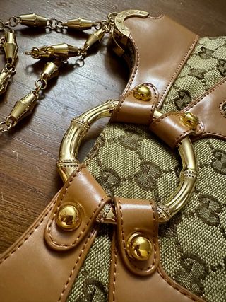 Borsa beige e marrone