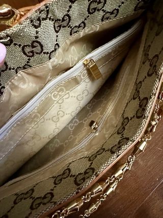 Borsa beige e marrone