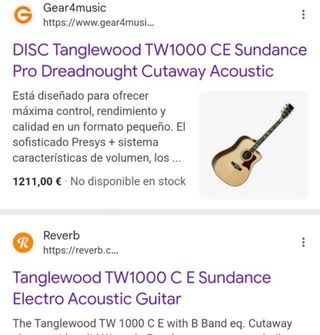 Tanglewood TW1000CE Guitarra Acústica