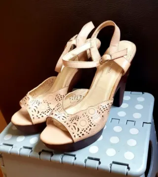 Zapatos tacón beige mujer talla 38