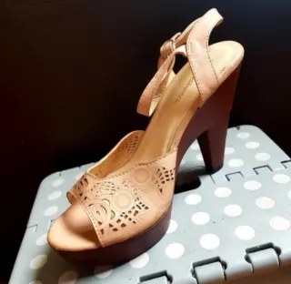 Zapatos tacón beige mujer talla 38