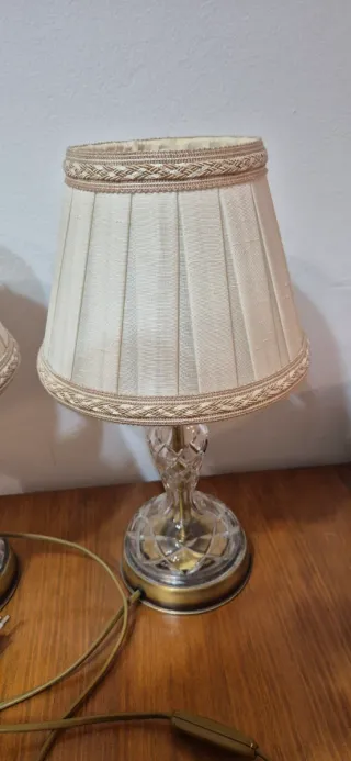 Juego de 2 lámparas de mesa cristal y tela