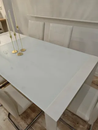 Mesa Comedor Cristal 6 Sillas Piel