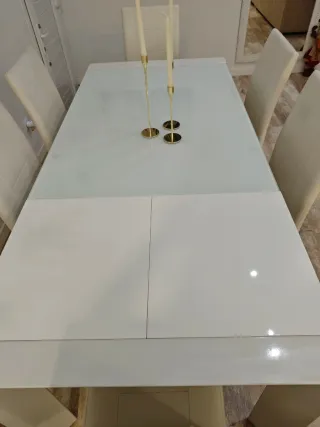 Mesa Comedor Cristal 6 Sillas Piel