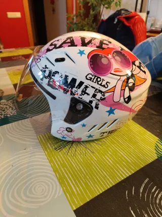 Casco Moto SHIRO Blanco Flores Rosas super nenas