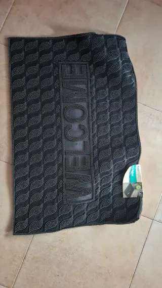 Felpudo WELCOME Negro y Plateado