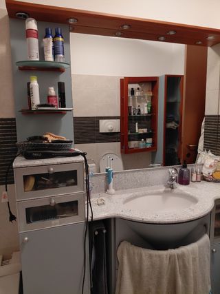 Mobile bagno colonna consolle legno vetro