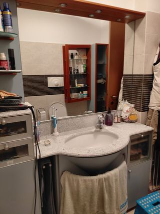 Mobile bagno colonna consolle legno vetro