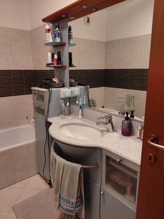 Mobile bagno colonna consolle legno vetro