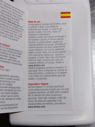 Producto para limpieza de circuitos marca Fernox