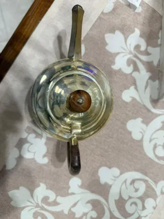 Teiera Sheffield manico legno vintage