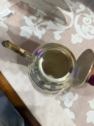 Teiera Sheffield manico legno vintage