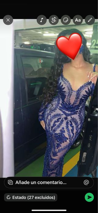 Vestido boda gitana azul con pedrería