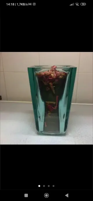 Florero De Cristal Verde Y Transparente