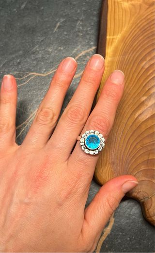 Anello vintage argento topazio blu