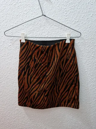 Falda marrón estampado cebra