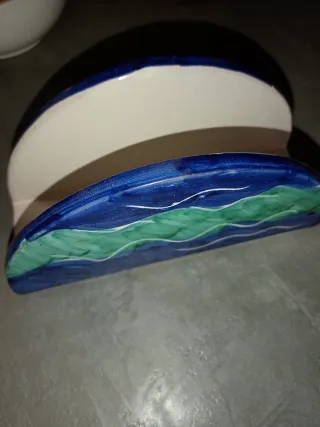 Portatovaglioli ceramica dipinta a mano