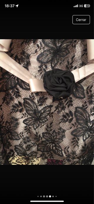 Vestido de fiesta negro y rosa, de seda