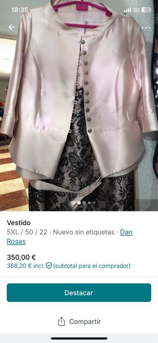 Vestido de fiesta negro y rosa, de seda
