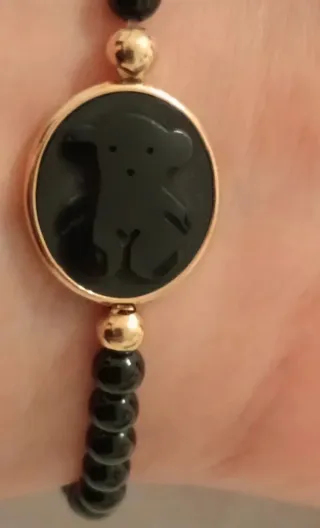 Pulsera elastica Tous Camee Plata Vermeil y Ónix