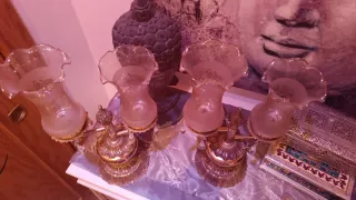 Juego 2 Lámparas Vintage Doradas