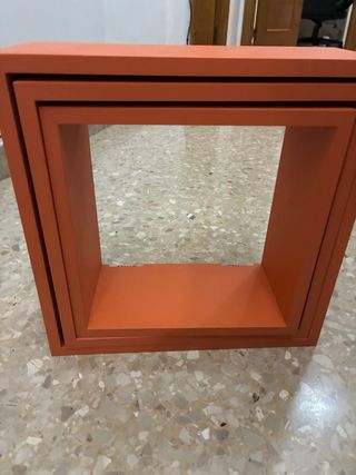 3 cubos estantería naranja madera