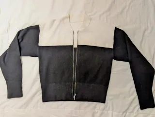 Sudadera estilo Bomber Cremallera Blanca y Negra