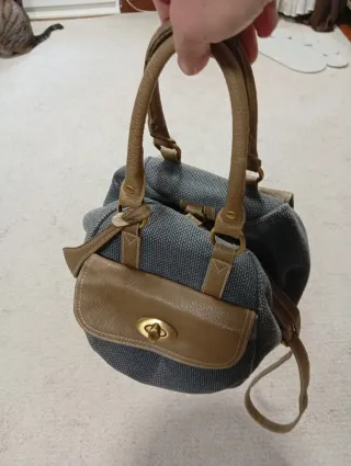 Bolso bandolera lona azul y gris