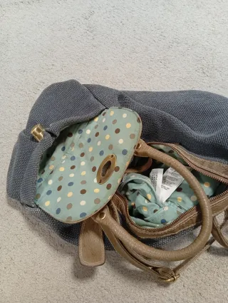 Bolso bandolera lona azul y gris